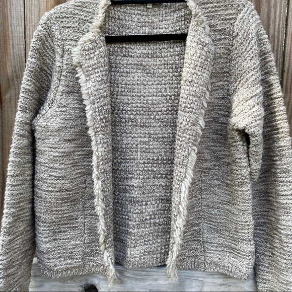 Cocogío Made in Italy Tan Acrylic Wool/Alpaca Knitted Open Front Cardigan - Picture 2 of 9